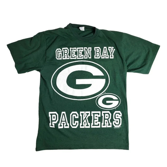 Vintage Green Bay Packers Big Logo Shirt Size Large Men's Single Stitch - Picture 1 of 7